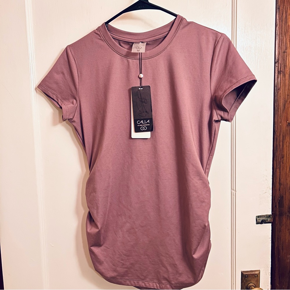 CALIA Flow Crew Neck Ruched Tee
